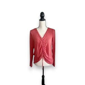 🍂BOGO🍂 
Cable & Gauge Red Ruched Tie Front Blouse